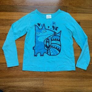 Hanna Andersson Turquoise Fox Long Sleeve Tee